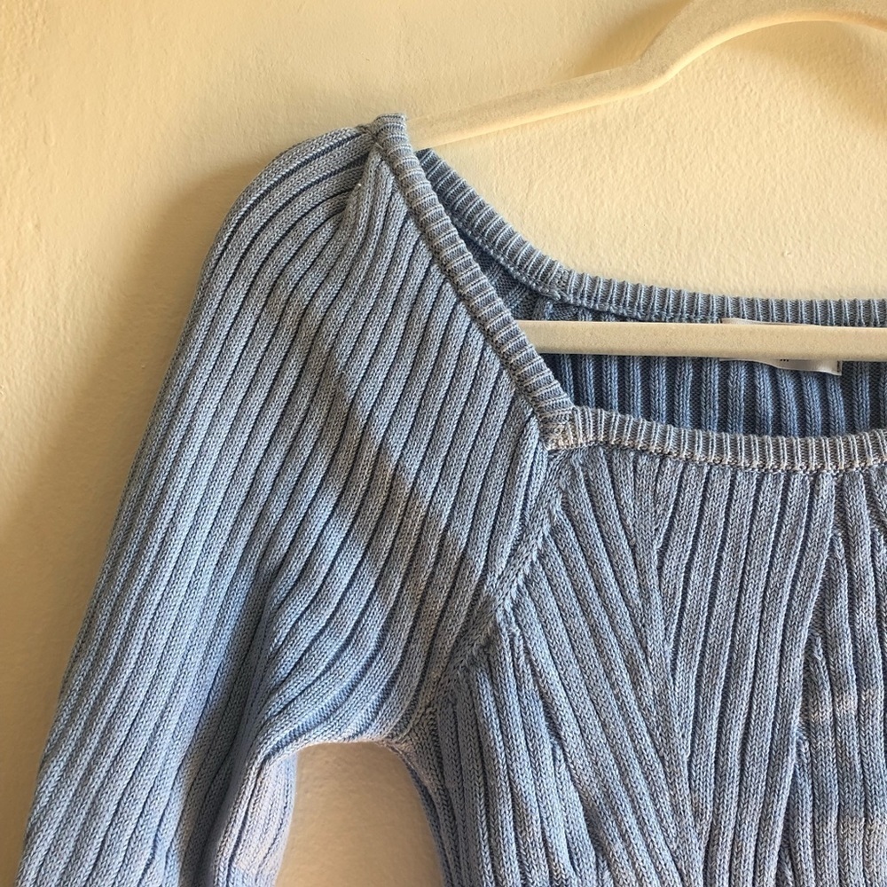 Vestique Baby Blue Ribbed Sweater Blouse Medium - Picture 4 of 9
